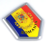 Romania Flag Emblem Chrome Car Decal Bumper Sticker 3D