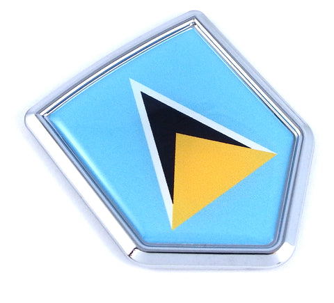 Saint Lucia Flag Car Chrome St. Lucian Emblem 3D Decal bumper Sticker