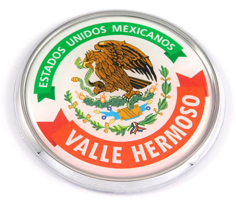 Valle Hermoso Mexico Mexican State Car Chrome Round Emblem Decal 3D Badge 2.75"