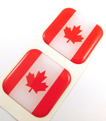 Canada Flag Square Domed Decal car Bike Gel Stickers 1.5" 2pc