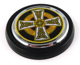 Celtic cross flag Car Truck Black Round Grill Badge 3.5" grille chrome emblem