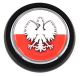 Poland Polish flag Car Truck Black Round Grill Badge 3.5" grille chrome emblem