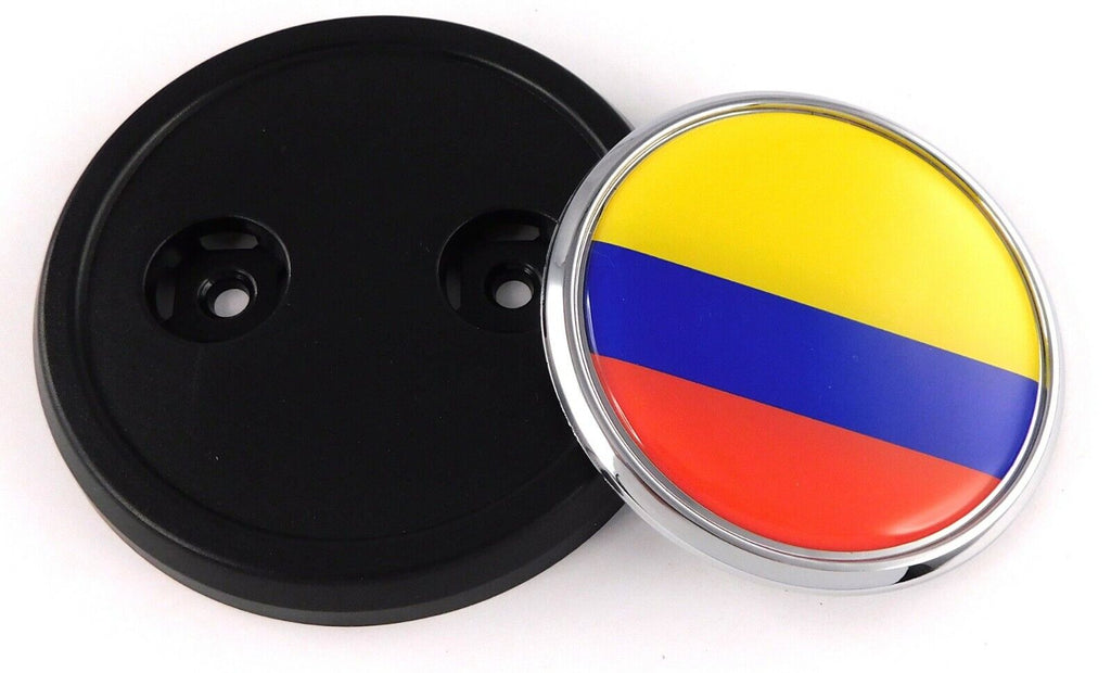 Colombia flag Car Truck Black Round Grill Badge 3.5" grille chrome emblem