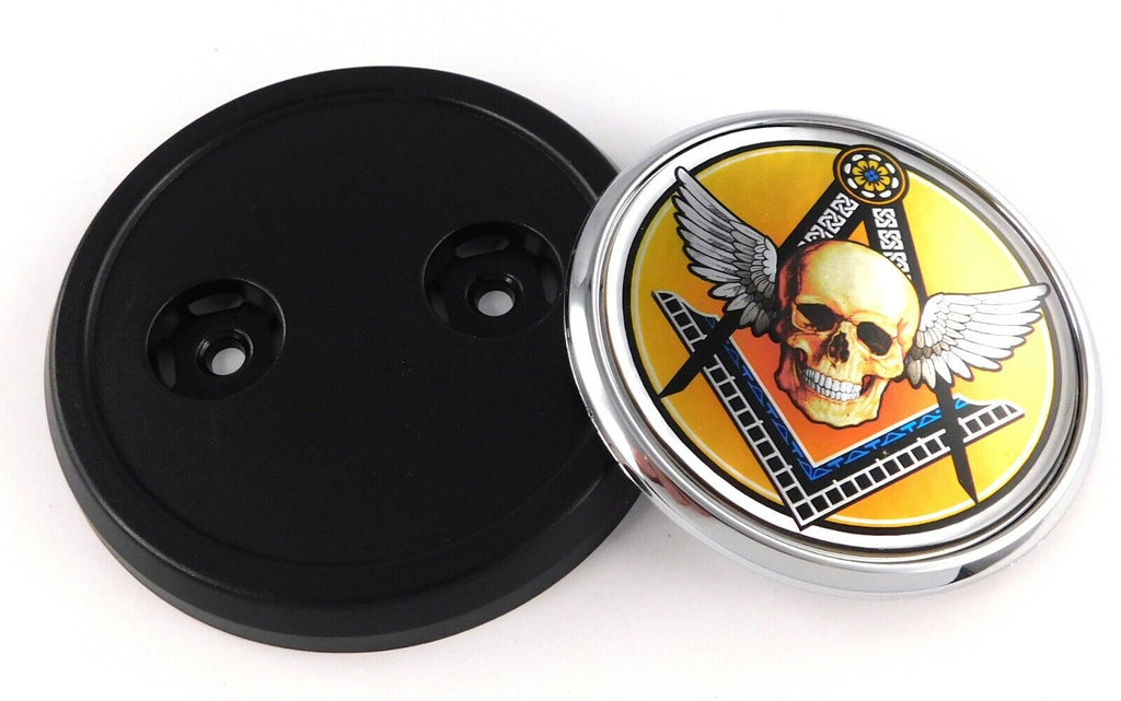 Mason Skull Masonic Car Truck Black Round Grill Badge 3.5 grille chrome emblem