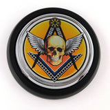 Mason Skull Masonic Car Truck Black Round Grill Badge 3.5 grille chrome emblem