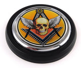 Mason Skull Masonic Car Truck Black Round Grill Badge 3.5 grille chrome emblem