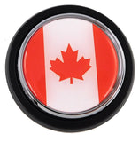 Canada Red Flag Car Truck Black Round Grill Badge 3.5" grille chrome emblem