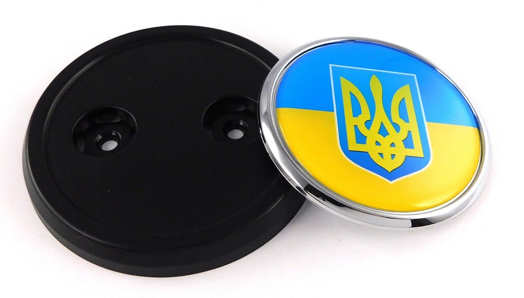 Ukraine flag Trident Tryzub Car Truck Grill black Badge 3.5 grille chrome emblem