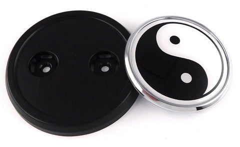 Yin Yang flag Car Truck Grill Badge black round 3.5" grille chrome emblem