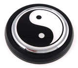 Yin Yang flag Car Truck Grill Badge black round 3.5" grille chrome emblem