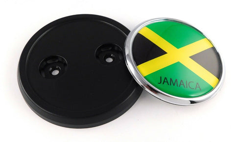 Jamaica flag Car Truck Black Round Grill Badge 3.5" grille chrome emblem