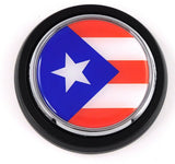 Puerto Rico Flag Car Truck Black round Grill Badge 3.5" grille chrome emblem