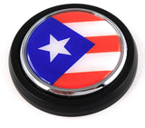 Puerto Rico Flag Car Truck Black round Grill Badge 3.5" grille chrome emblem