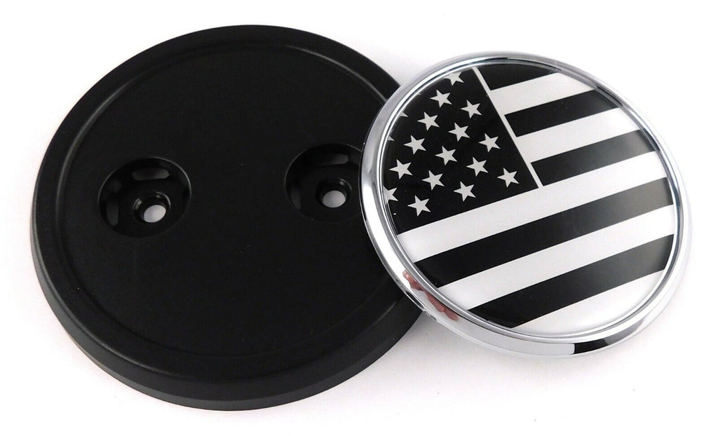 USA BLACK American flag Car Truck Grill black Badge 3.5" grille chrome emblem