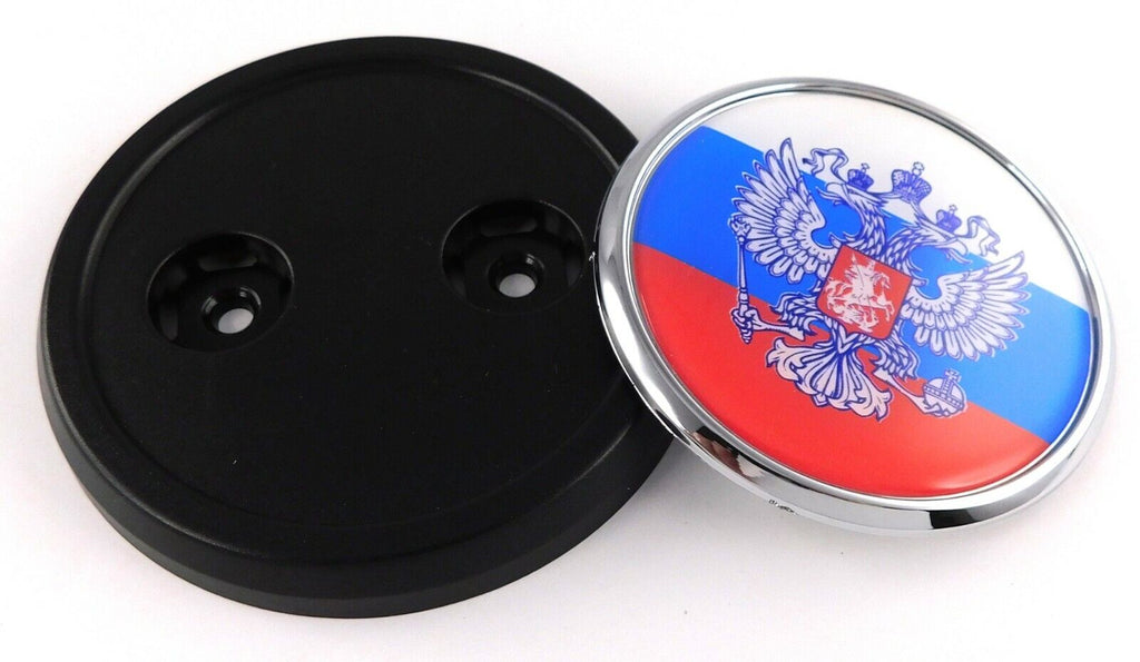 Russia Russian flag Car Truck Black Round Grill Badge 3.5" grille chrome emblem