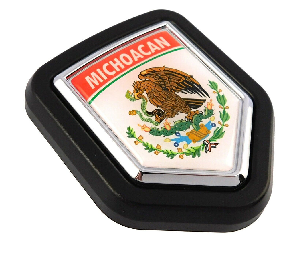 Michoacan Mexico flag car truck black Shield Grill Badge grille mount emblem