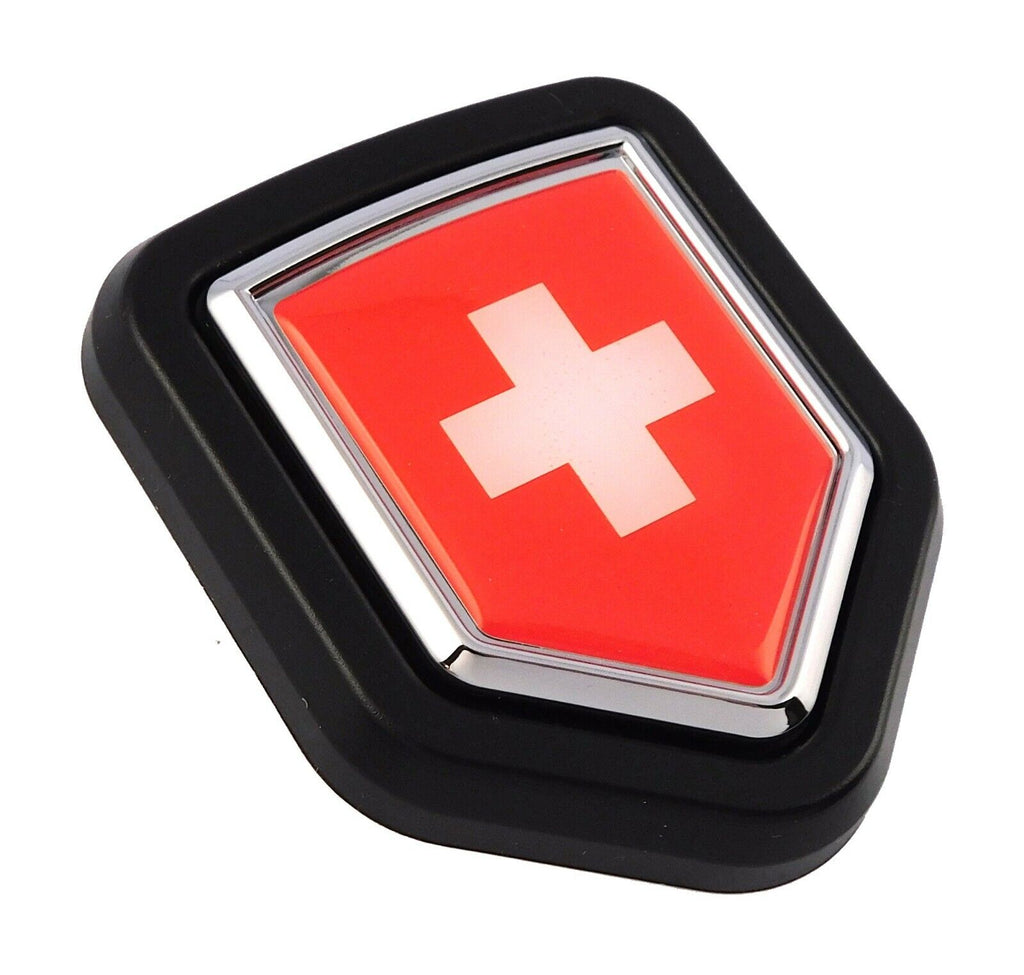 Switzerland Swiss flag Car Truck Black Shield Grill Badge grille chrome emblem