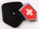 Switzerland Swiss flag Car Truck Black Shield Grill Badge grille chrome emblem