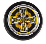 Celtic cross flag Car Truck Black Round Grill Badge 3.5" grille chrome emblem