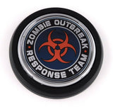 Zombie Outbreak Car Truck Grill Badge black round 3.5" grille chrome emblem