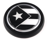 Puerto Rico BLACK Flag Car Truck Black Grill Badge 3.5" grille chrome emblem