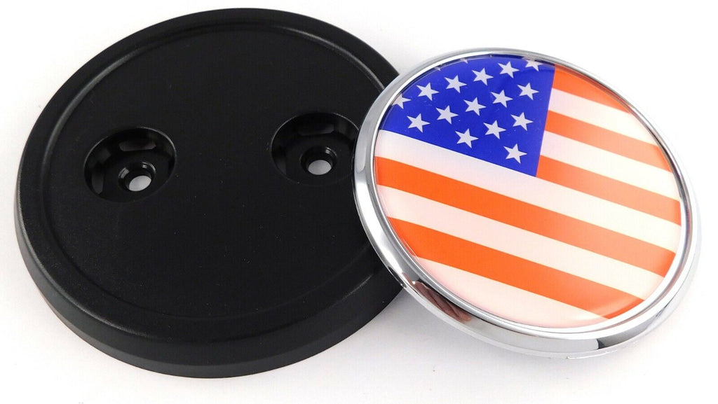 USA American flag Car Truck Grill black round Badge 3.5" grille chrome emblem